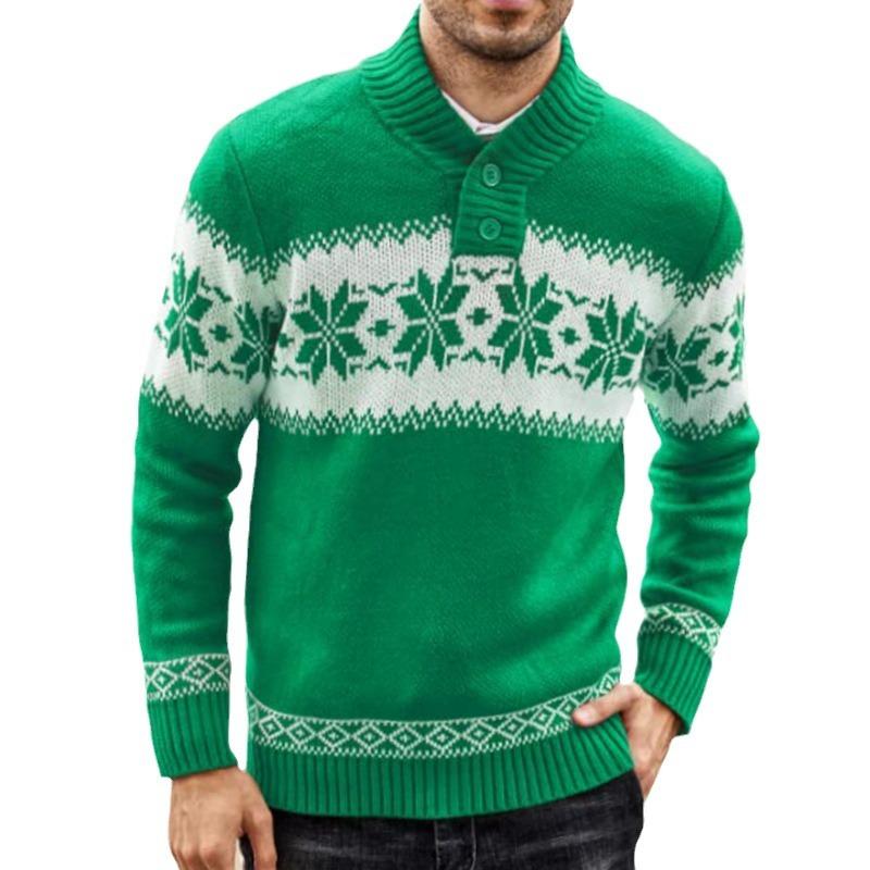 Men's Retro Casual Christmas Colorblock V-Neck Sweater 89282776TO