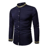 Men's Stand Collar Embroidered Western Shirt 65969674X
