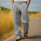 Men's Linen Solid Color Loose Straight Pants 24902270X