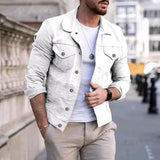 Men's Casual Slim Fit Multi-pocket Lapel Work Jacket 66225521M
