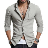 Men's Linen Long Sleeve Shirt 59087659U