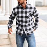 Men's Casual Plaid Lapel Shirt Jacket 84814297X