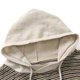 Men's Casual Contrast Striped Knitted Sports Hoodie 25150672M