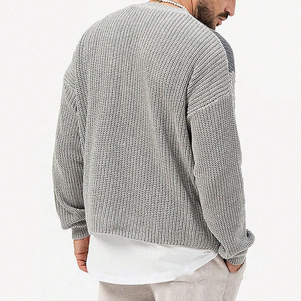 Men's Casual Color Block Loose Crew Neck Sweater 57056000Y