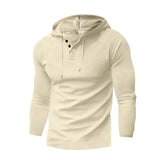 Men's Casual Solid Color Waffle Hooded Long Sleeve T-Shirt and Pants Set 52549817Y