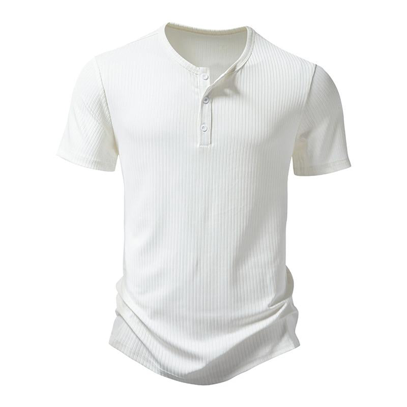 Men's Casual Cotton Blend Henley Neck Slim Fit Short Sleeve T-Shirt 27108402M