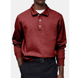 Men's Casual Solid Color Button Lapel Sweatshirt 05220412Y