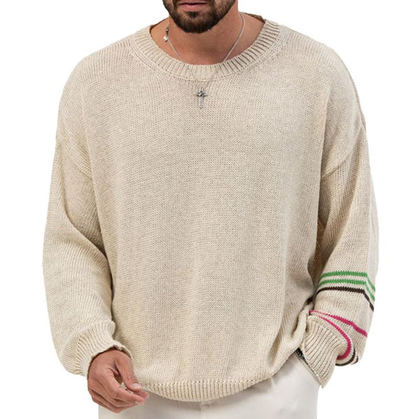 Men's Casual Thin Round Neck Long Sleeve Knitted Sweater 49248323M