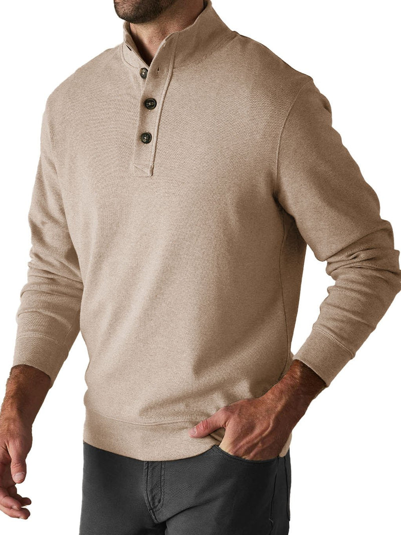 Men's Casual Solid Color Button Turtleneck Long Sleeve Sweatshirt 45488139Y