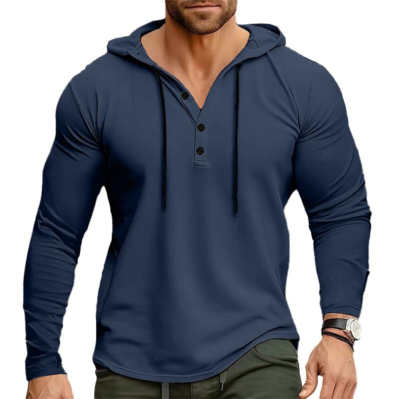 Sudadera con capucha de manga larga holgada de color sólido informal para hombre 50305630X