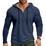 Men's Casual Solid Color Loose Long Sleeve Hoodie 50305630X