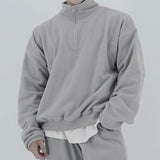 Men's Casual Stand Collar Zipper Thickened Loose Sports Pullover Sweatshirt 21803543M