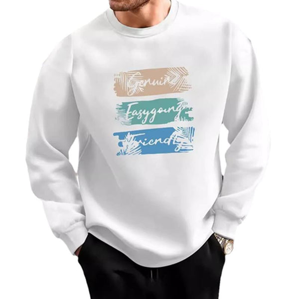 Men's Crew Neck Letter Print Long Sleeve Sweatshirt 76371519X