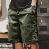 Men's Solid Color Straight Loose Multi-pocket Cargo Shorts 00954813Z