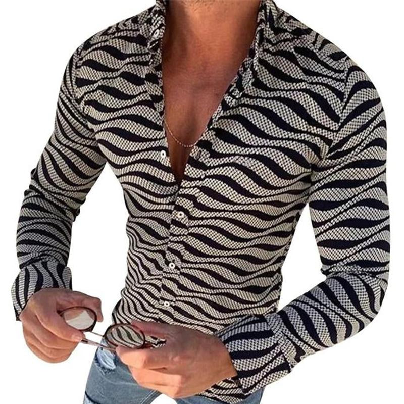 Men's Vintage Zebra Print Long Sleeve Shirt 28229770U