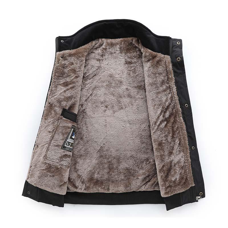 Men's Winter Classic Simple Plus Velvet Cotton Stand Collar Vest 90077166K