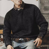 Men's Solid Loose Round Neck Long Sleeve Casual Sweater 72821386Z