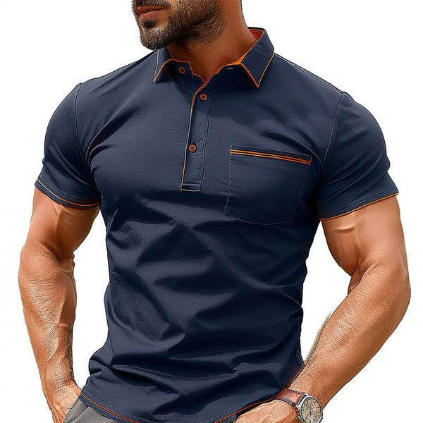 Men's Casual Pullover Waffle Short Sleeve POLO Shirt 67272390X