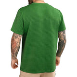 Men's Casual Solid Color Waffle Chest Pocket Round Neck Short Sleeve T-Shirt 76234960Y