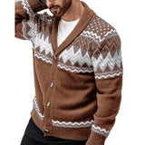 Men's Jacquard Knit Lapel Cardigan Jacket 45350354X