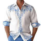 Men's Printed Loose Lapel Long Sleeve Shirt 62758042Y