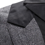 Men's Color Block Lapel Mid-length Windbreaker 32272943X