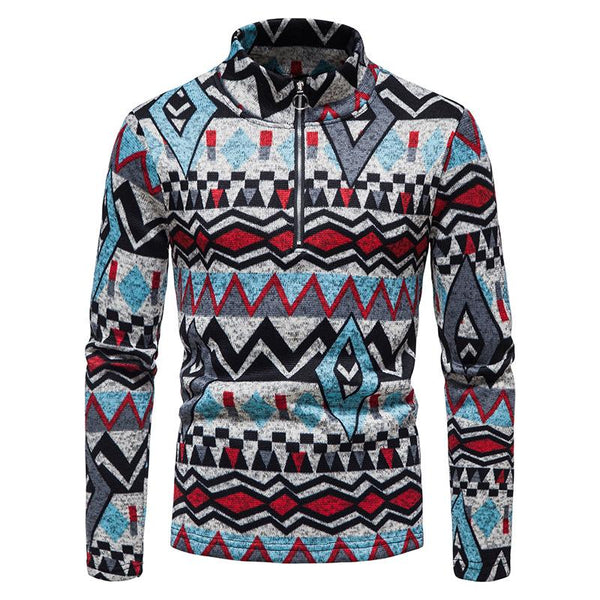 Men's Zipper Casual Stand Collar Pullover Sweatshirt 56878698X