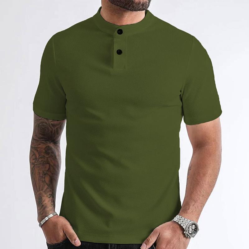 Men's Casual and Comfortable Solid Color Stand Collar T-shirt 72999187X