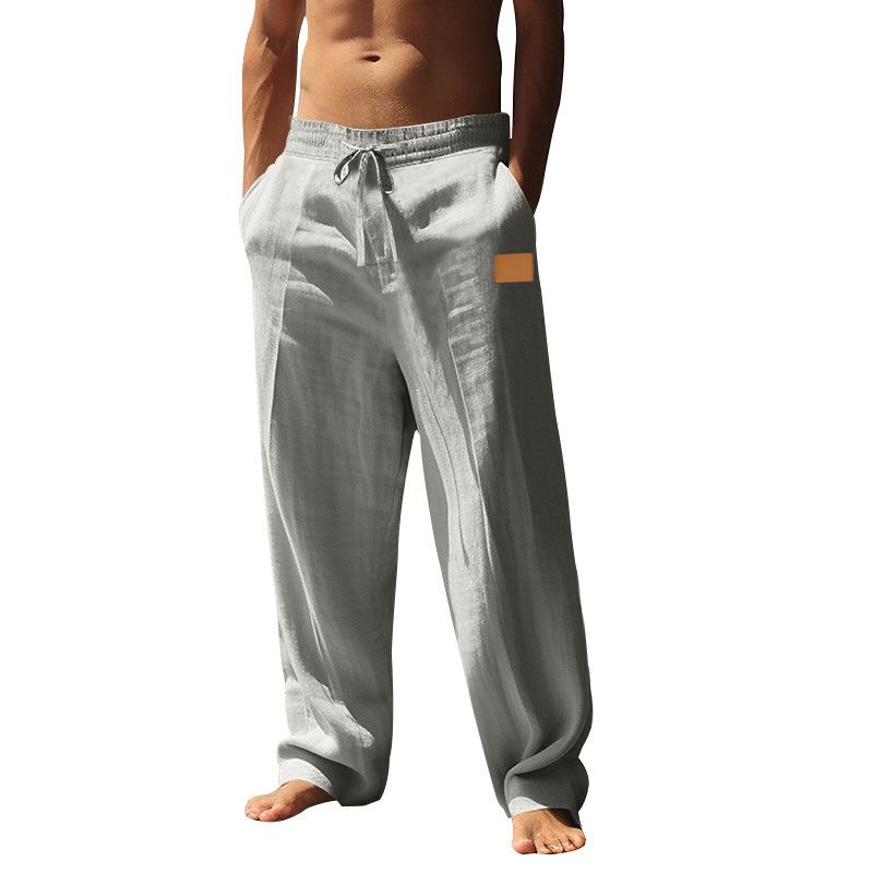 Men's Lace-up Beach Breathable Cotton and Linen Loose Pants 30111852X