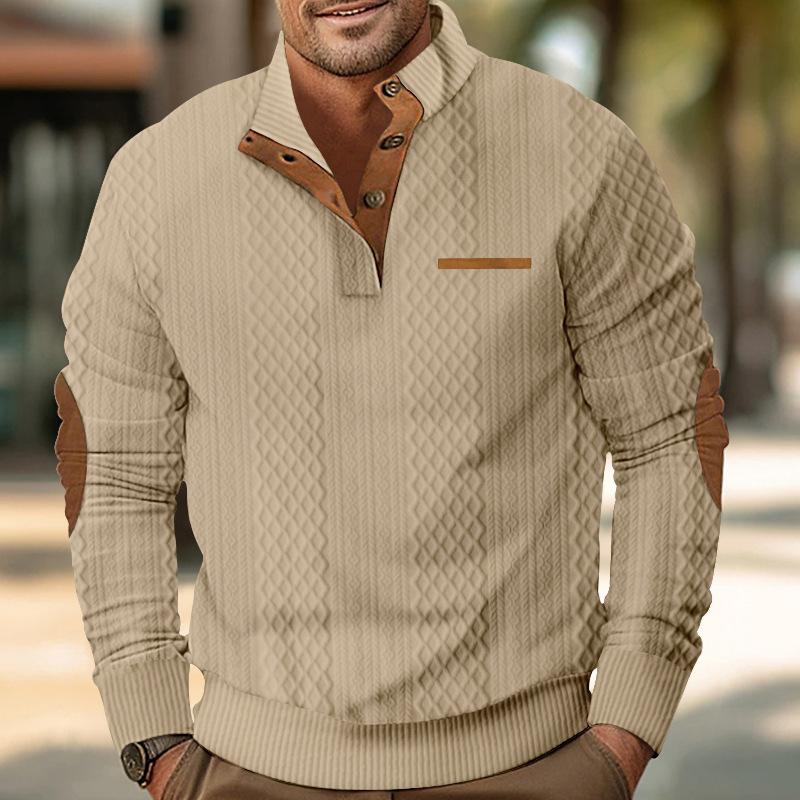 Men's Outdoor Jacquard Casual Stand Collar Long Sleeve Sweatshirt 50047325X