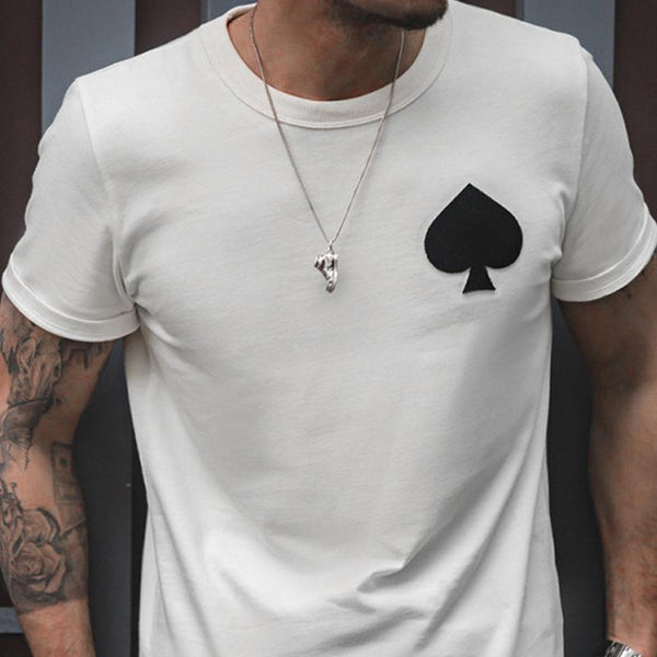 Men's Spades Print Round Neck Short Sleeve T-Shirt 76944219X