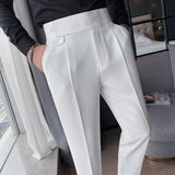 Men's British Style High Waist Straight Suit Pants 00533447M