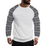 Men's Casual Waffle Print Patchwork Slim Fit Long Sleeve T-shirt 47317270M