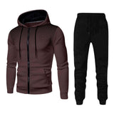 Men's Classic Casual Autumn and Winter Hooded Long Sleeve Hoodie Elastic Waist Sweatpants Set 57040185K