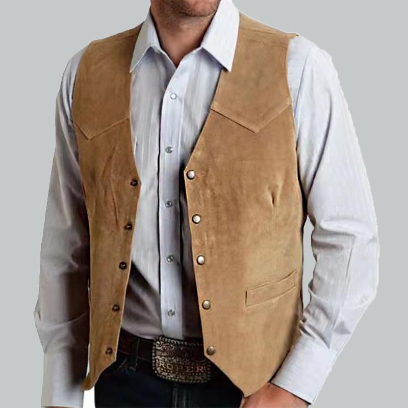 Gilet de costume décontracté vintage de couleur unie pour hommes 43431351Y