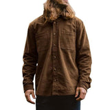 Men's Solid Casual Multi-Pocket Corduroy Shirt 81081936X