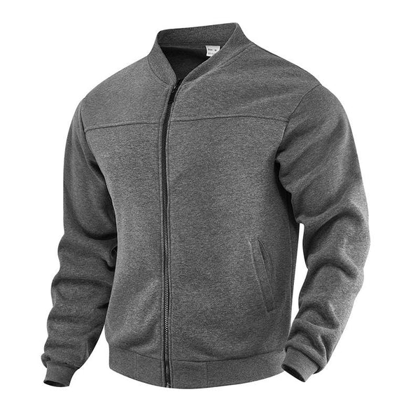 Men's Brushed Plus Fleece Solid Color Casual Jacket 24622133X