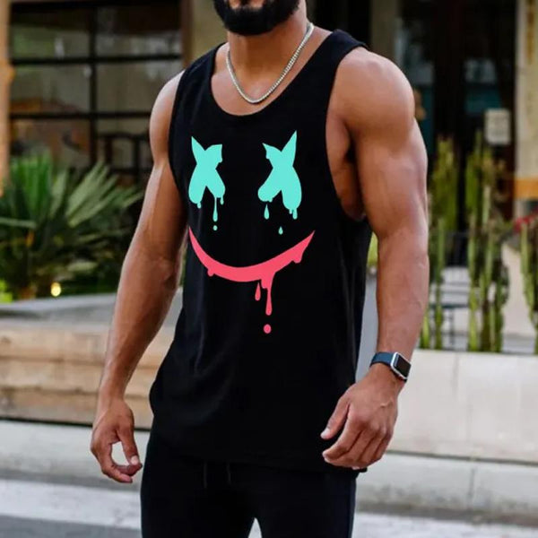 Men's Casual Sports Funny Face Print Tank Top 67648985Y