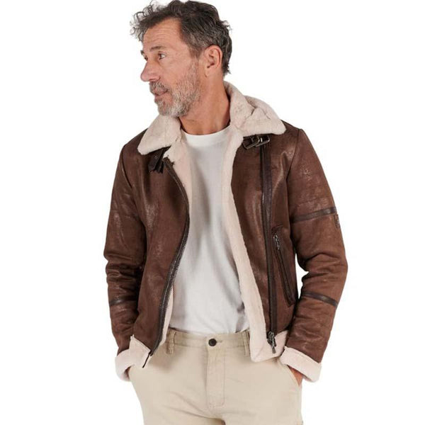 Men's Classic Vintage Casual Suede Lambswool Zipper Jacket 68036039K