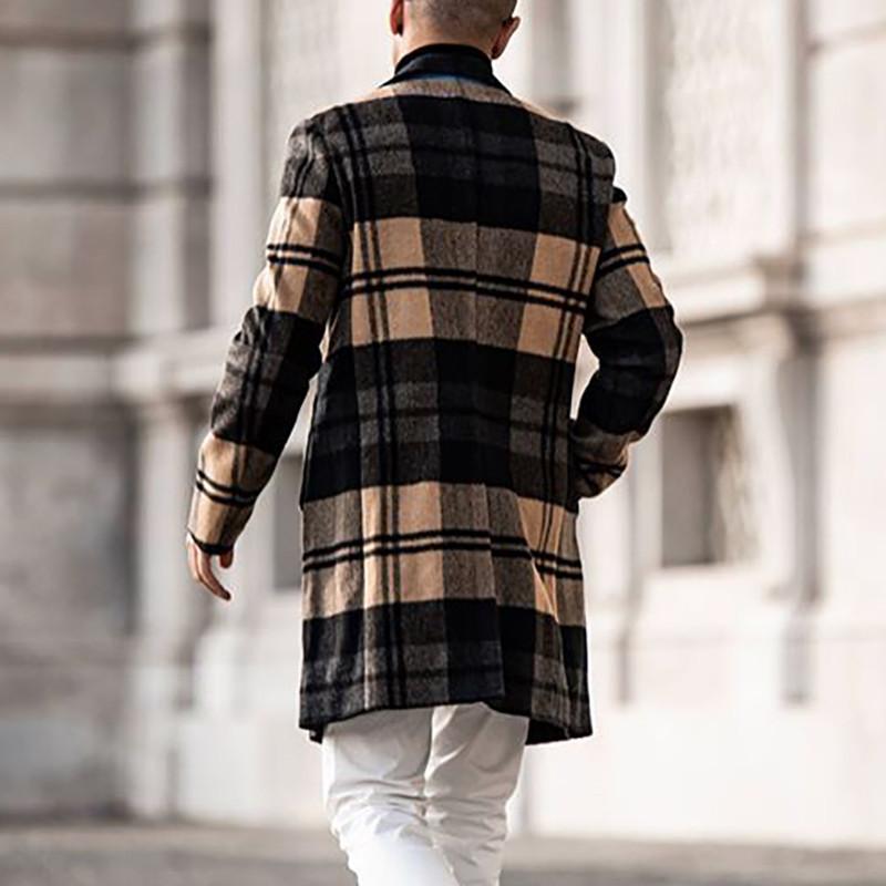 Men's Vintage Plaid Mid-length Coat 95719785U