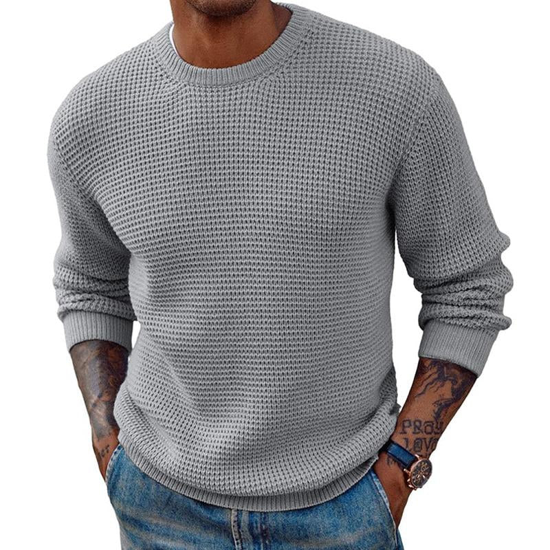 Men's Solid Color Round Neck Pullover Knitted Sweater 54564664X