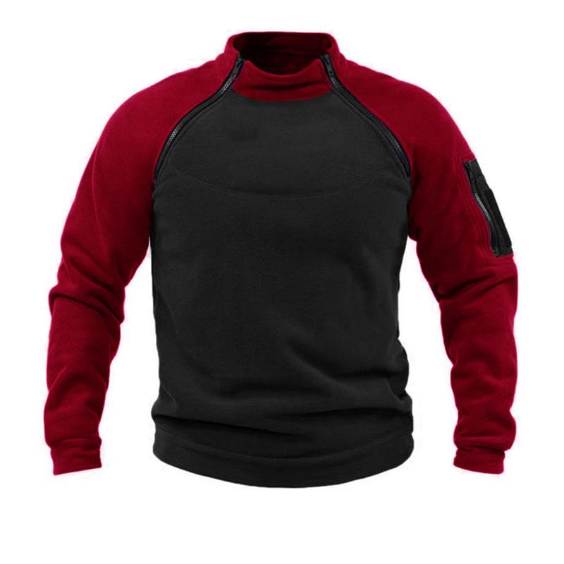 Men's Loose Double Sleeve Stand Collar Warm Breathable Sweatshirt 44925945U