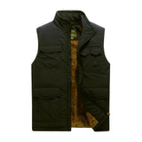 Men'S Outdoor Waterproof Loose Plush Multi-Pocket Warm Vest 92273901Y
