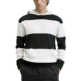 Men's Casual Striped Color Block Hooded Long Sleeve Sweater 03627265Y