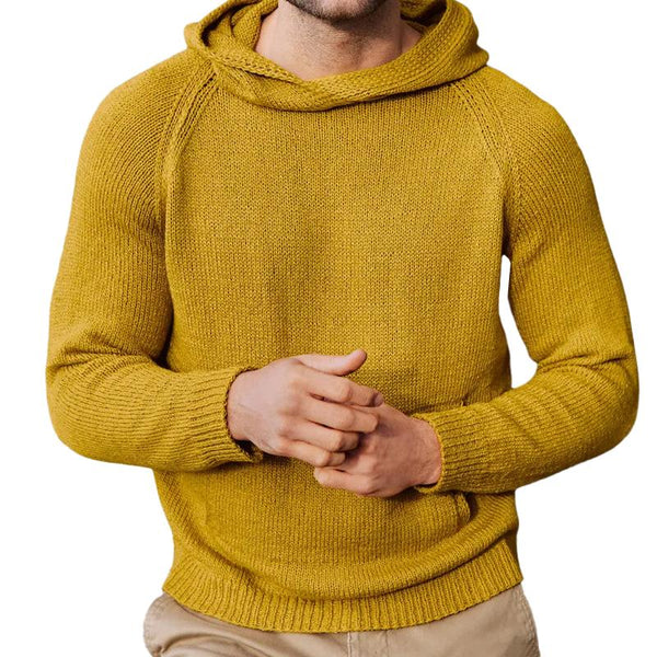 Men's Casual Solid Color Long Sleeve Hooded Knit Sweater 53760000M
