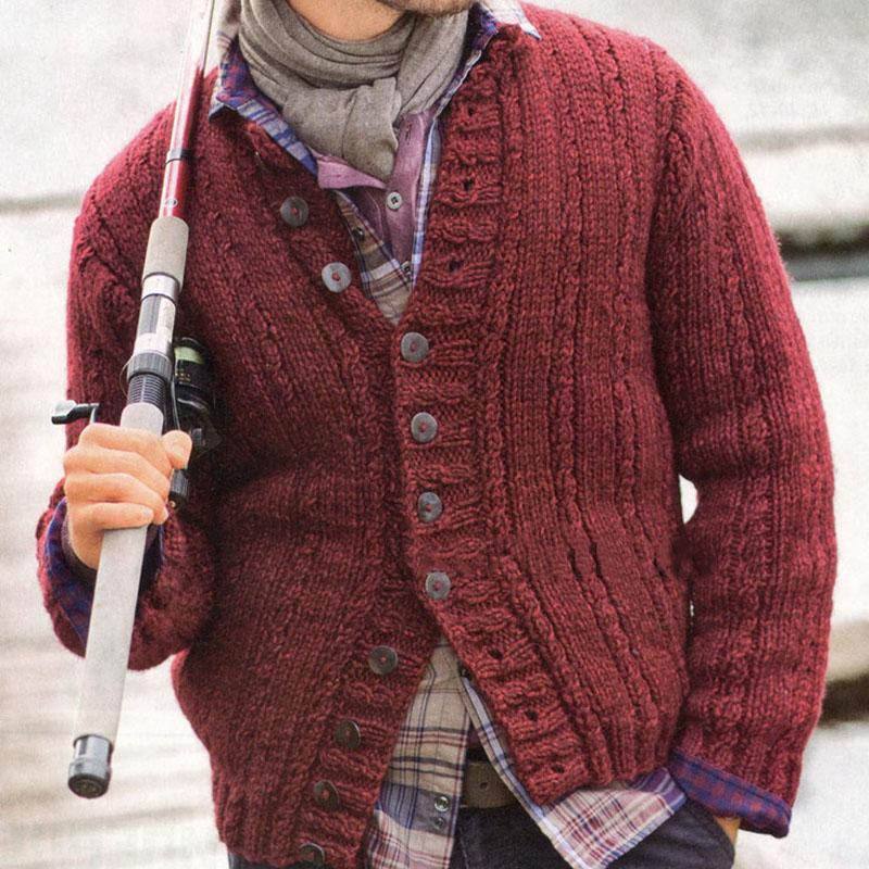 Cardigan monopetto in maglia con collo alto tinta unita da uomo 08762779X