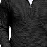 Men's Black Stand Collar Half Zip Knit Sweatshirt 39965321U