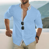 Men'S Casual Plaid Print Patchwork Lapel Long Sleeve Shirt 77161914Y