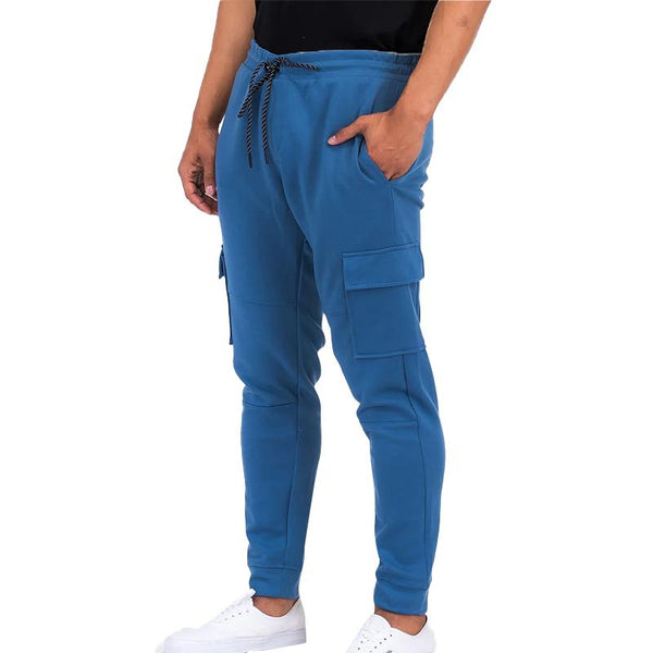 Men's Sport Solid Color Drawstring Multi-Pocket Cargo Pants 58319009Y