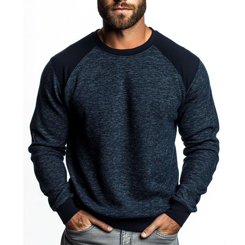 Men's Vintage Blended Navy Crew Neck Sweatshirt 52031903U